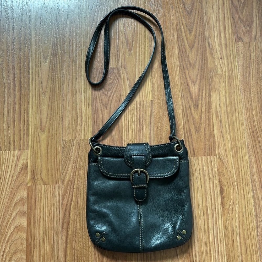 Fossil Black Genuine Leather Crossbody Bag Purse